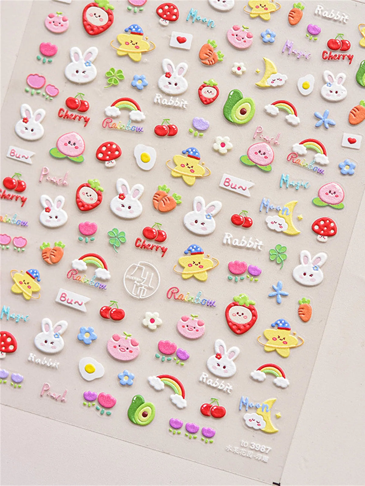 5D Embossed Kawaii Graffiti Nail Art Stickers | Self-Adhesive Nail Art Stickers QXL