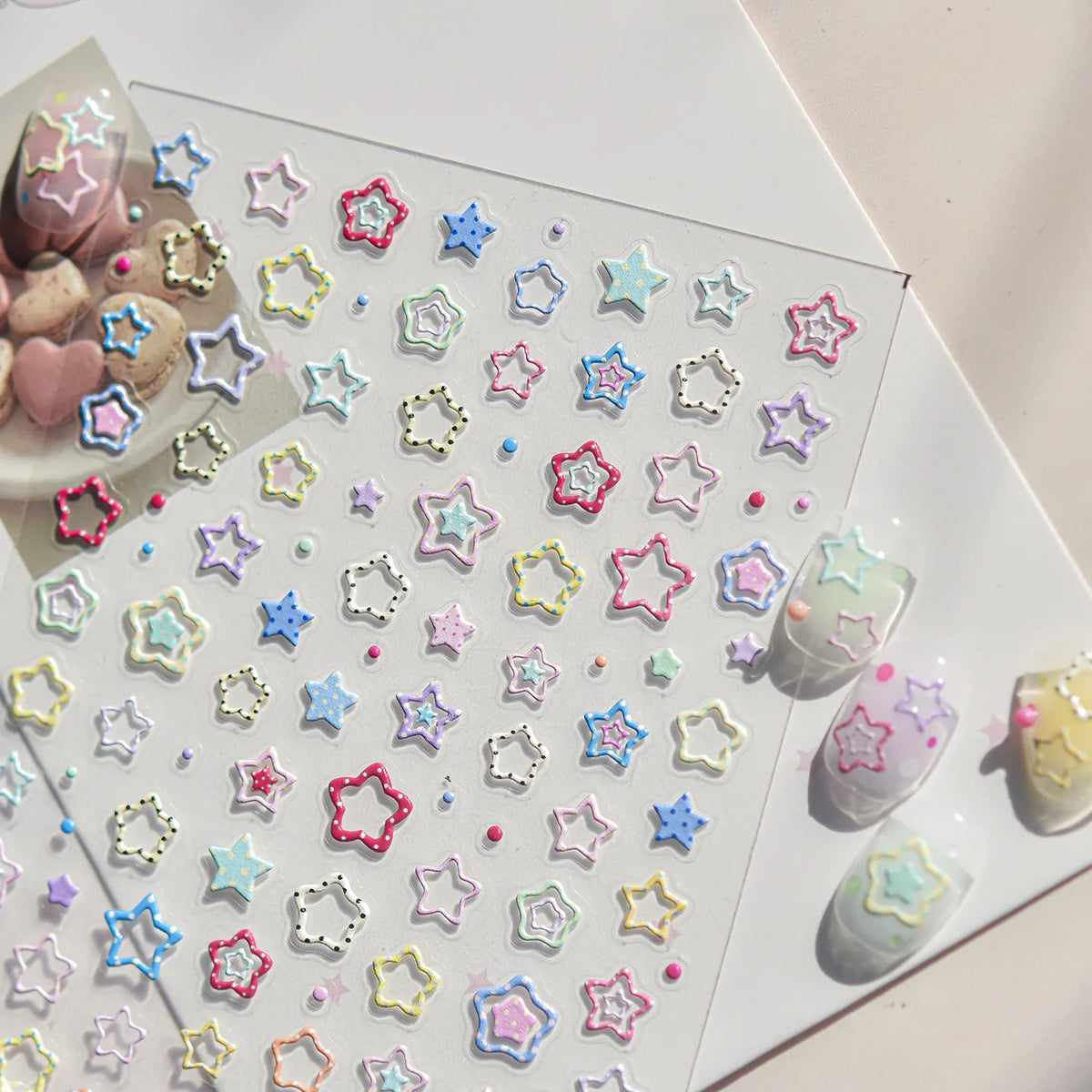 5D Macaron Nail Stickers | Stars, Dots & Gradient Decals Nail Art Stickers QXL