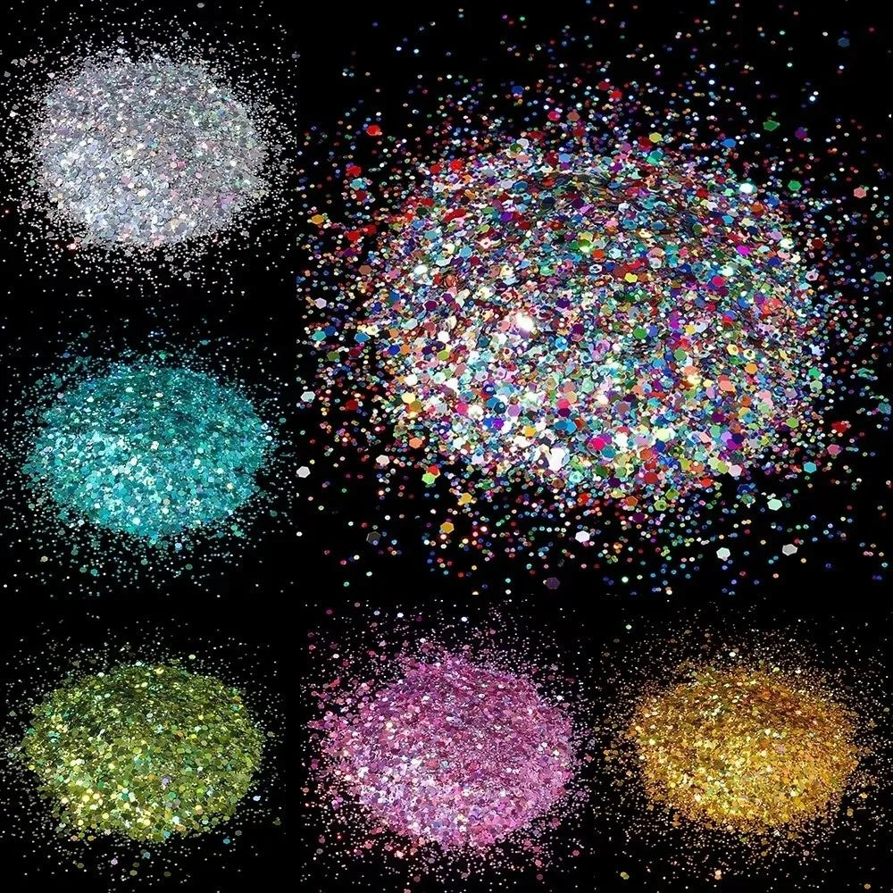 Holographic Nail Glitter Powder | Chrome Rainbow Laser Effect Nail Glitter Powder QXL