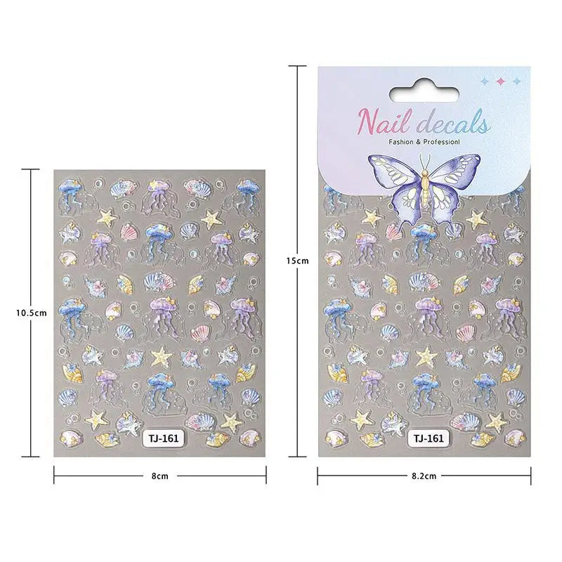 Ocean Nail Art Stickers – Starfish Jellyfish Seashell Decals Nail Art Stickers QXL