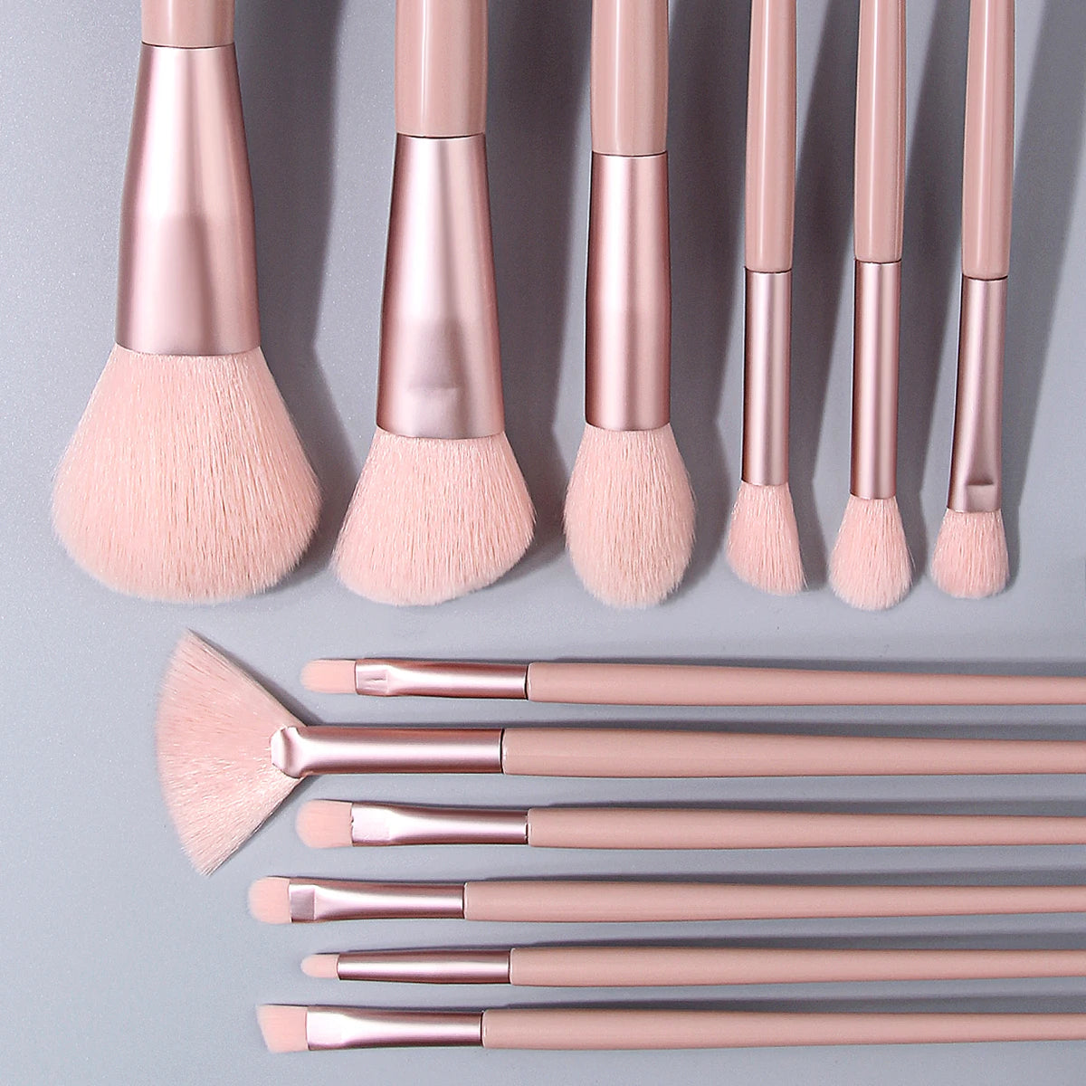 16-Pc Pink Makeup Brush Set with Sponges & Powder Puffs Makeup Brush Set QXL