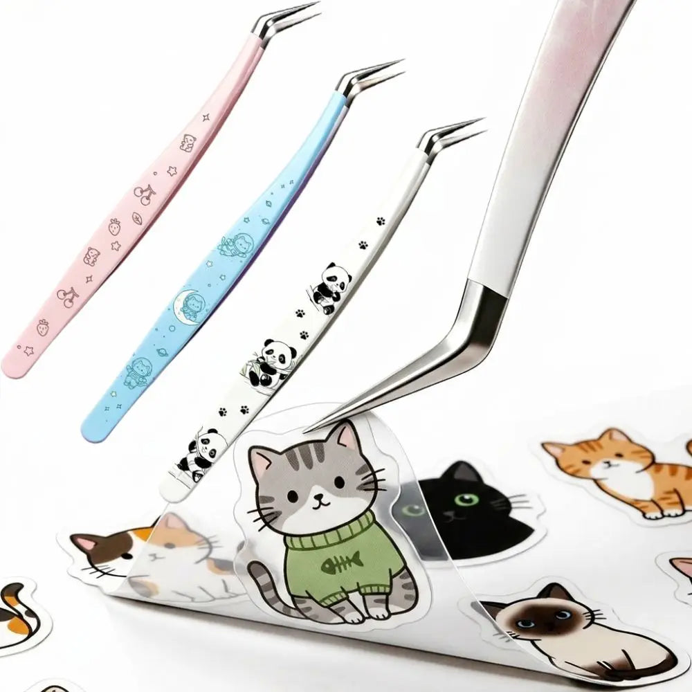 Curved Anti-Static Tweezers | Stainless Steel Cartoon Design Precision Tweezers QXL