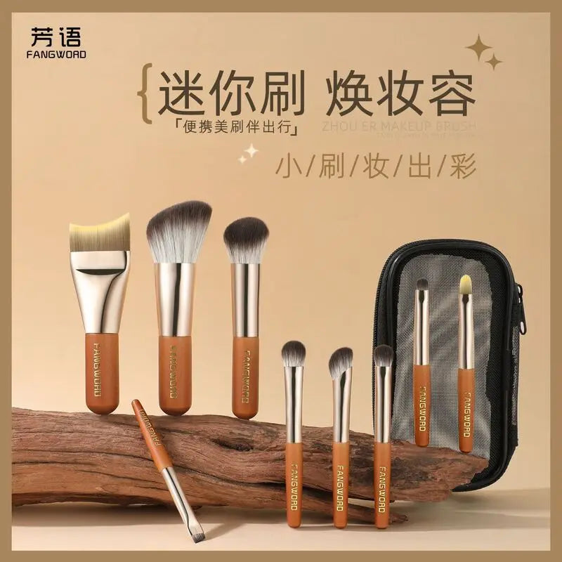 9-Piece Portable Ultra-Soft Makeup Brush Set | Travel Mini Kit Travel Makeup Brush Set QXL