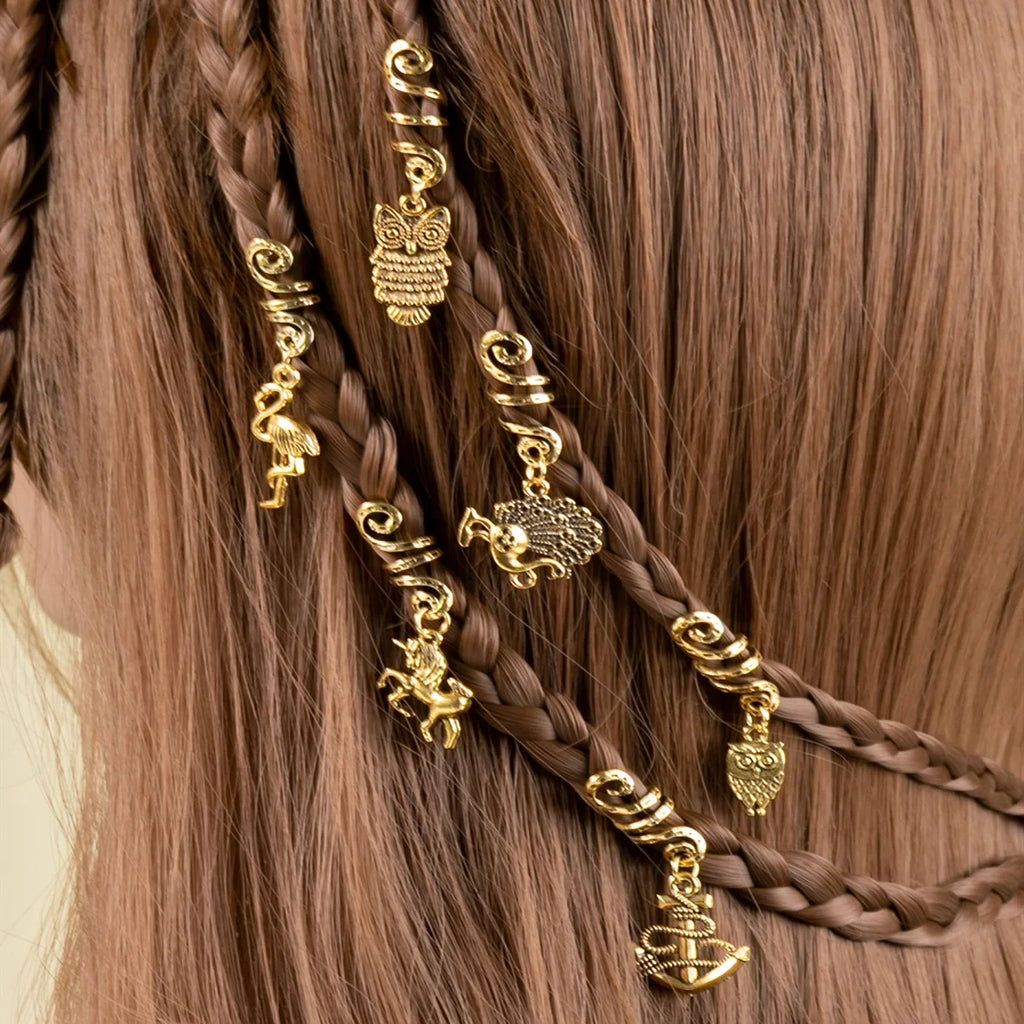 6-Pack Gold Dreadlock Beads | Adjustable Braid Cuff Clips Hair Braid Beads QXL