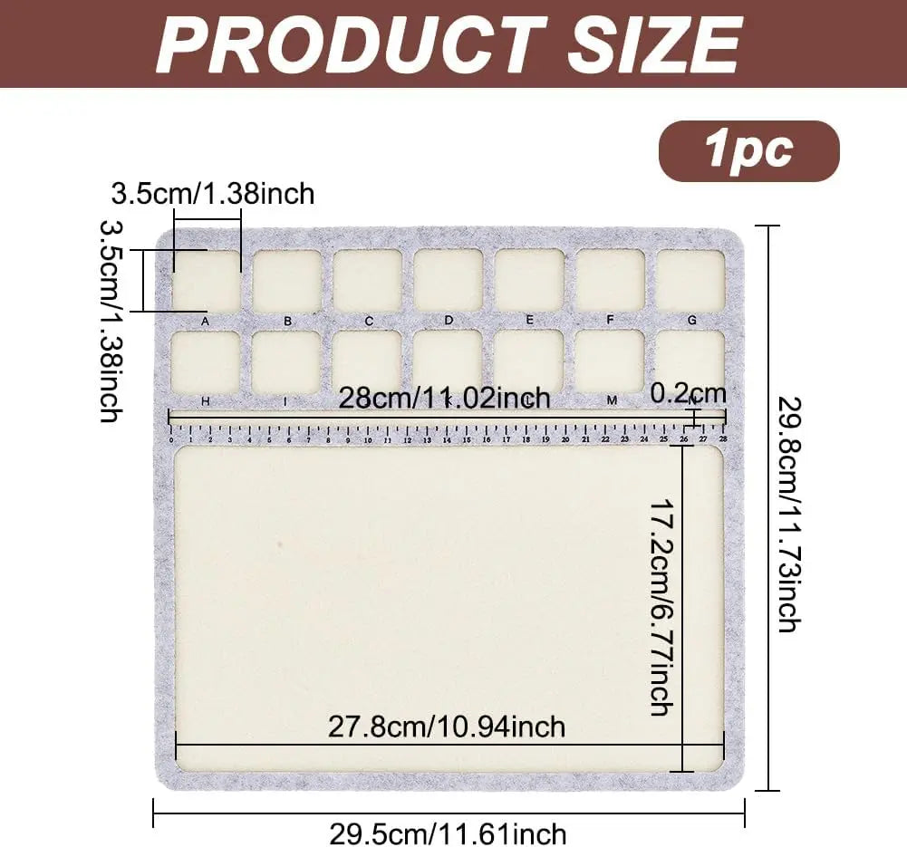 Square Felt Beading Mat Board | 30cm Grid Tray for Jewelry Crafts Beading Mat Board QXL