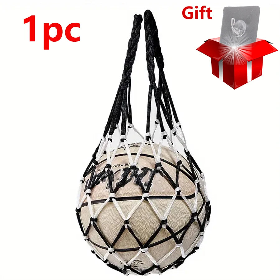 Nylon Mesh Ball Storage Bag | Basketball, Soccer & More Sports Ball Bag QXL black and white