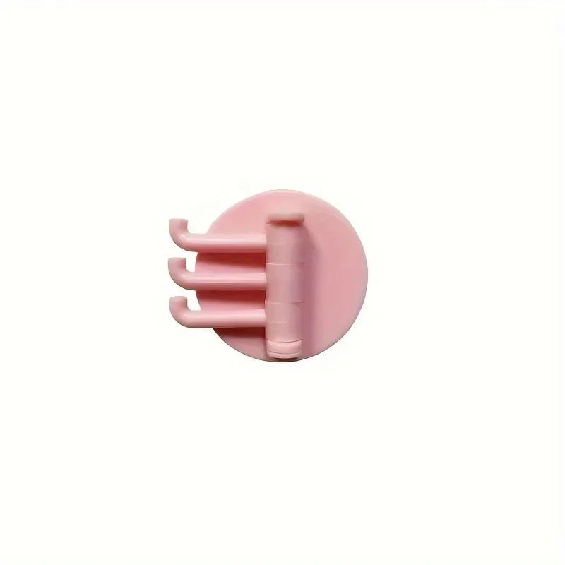 3-Arm Rotatable Self-Adhesive Wall Hooks | No-Drill Sticky Hook Self-Adhesive Hook QXL Pink 1pc