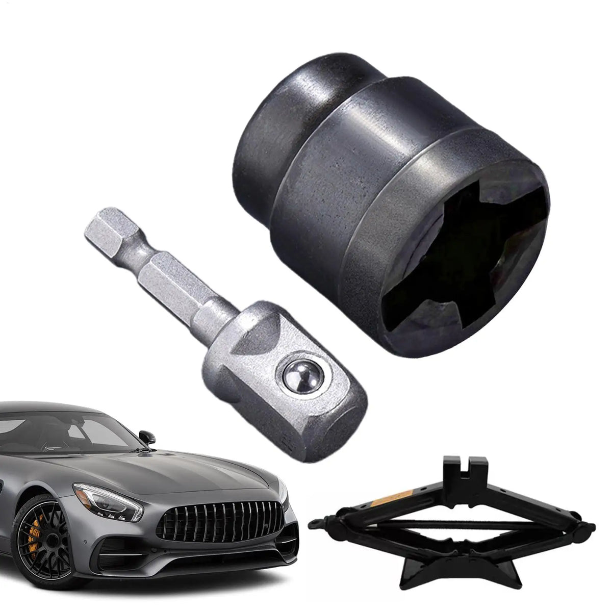 Universal Scissor Jack Adapter | Drill & Impact Wrench Socket Jack Adapter Tool QXL