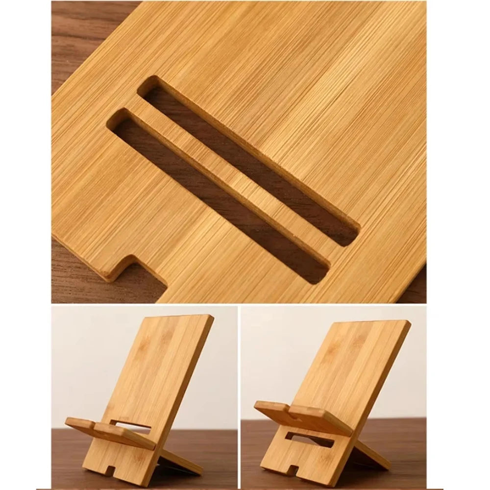 Bamboo Desktop Phone & Tablet Stand | Wooden Holder Phone Tablet Stand QXL