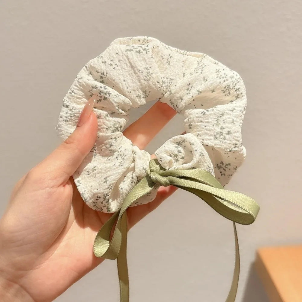 Korean Floral Scrunchie Hair Band | Elastic Tie for Women Hair Scrunchie QXL