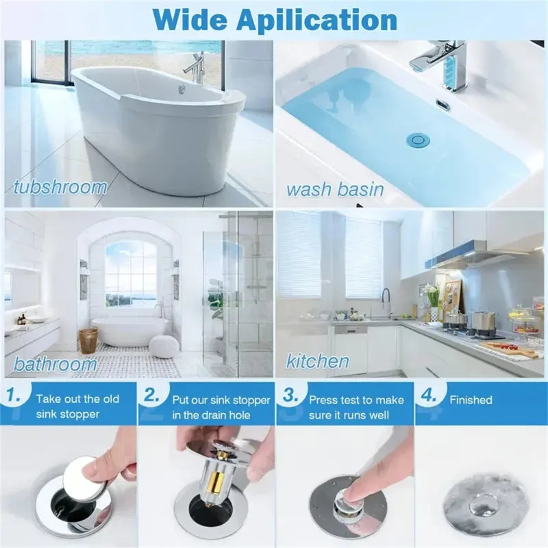 Stainless Steel Pop-Up Drain Stopper | Anti-Odor Sink Filter Drain Stopper QXL