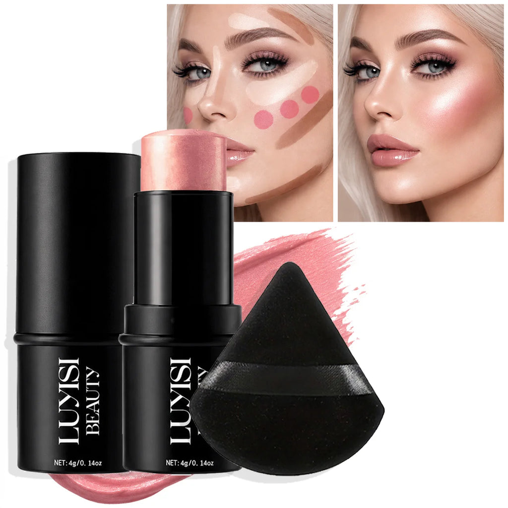 Creamy Waterproof Blush Stick | Natural Radiant Glow | 4g Cream Blush Stick QXL 01 set