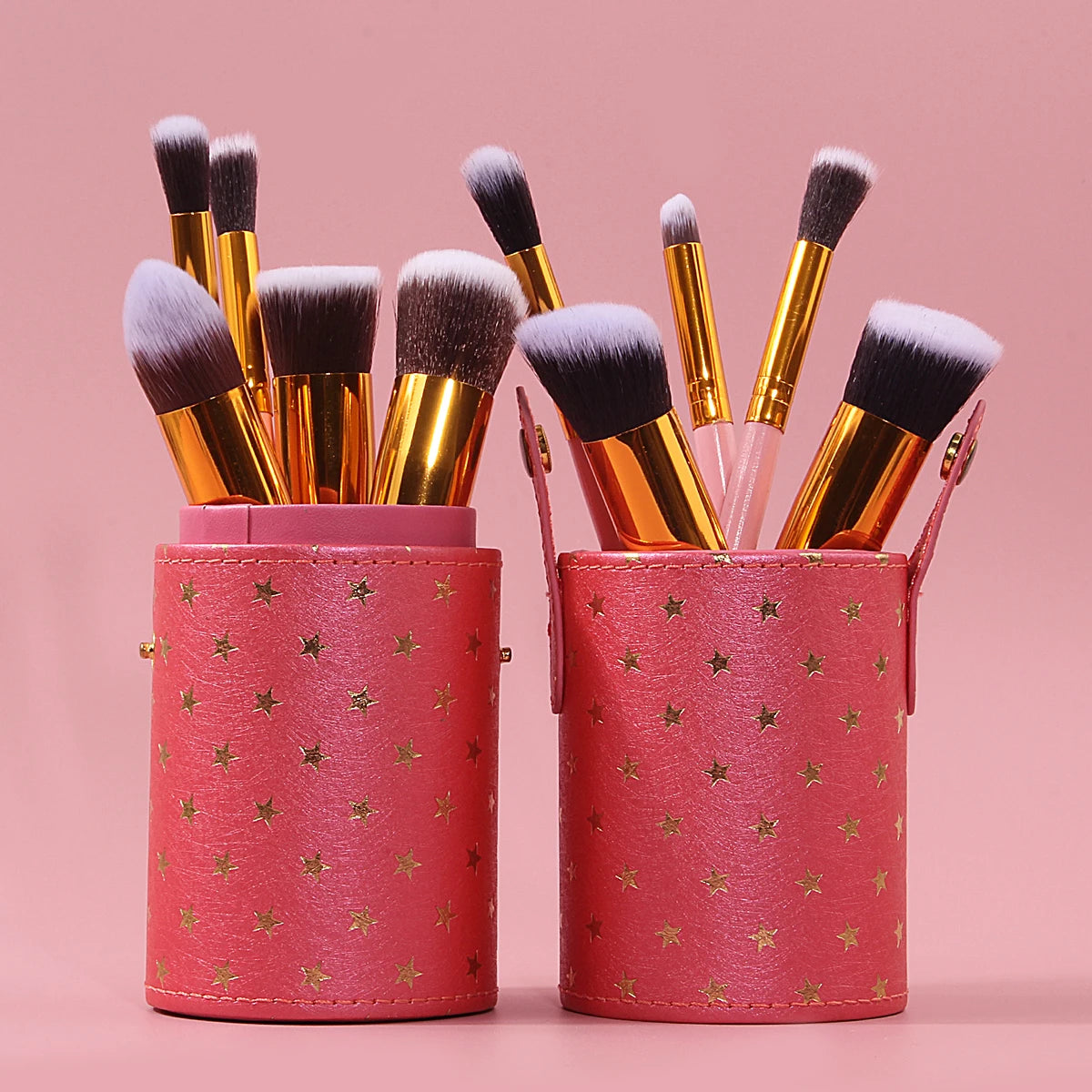 11-Pc Pink Makeup Brush Set + Star Cup | KOSSHOW Makeup Brush Set QXL