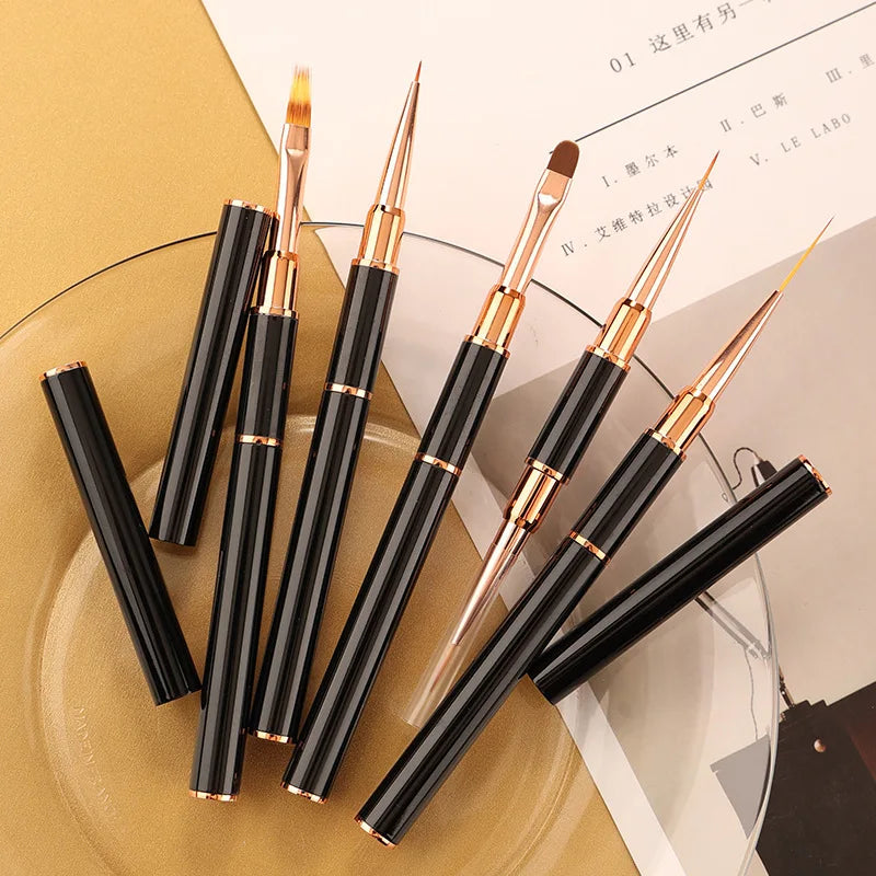 5-Pack Dual-End Nail Art Liner Brush | Fine Tip & Striper Set Nail Art Brush Set QXL