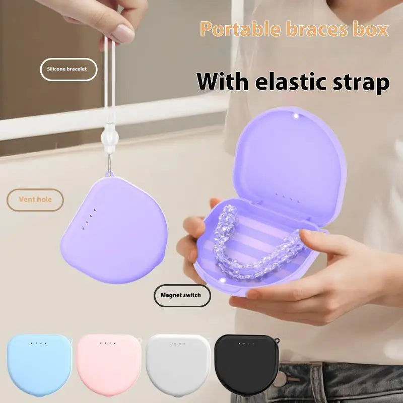 Portable Denture & Retainer Storage Case with Lanyard Denture Storage Case QXL