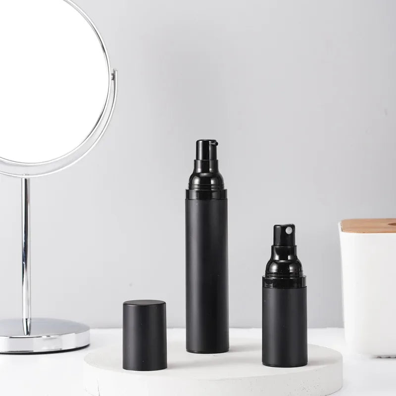 Airless Pump Bottle 15ml 30ml 50ml | Black Vacuum Lotion Jar Airless Pump Bottle QXL