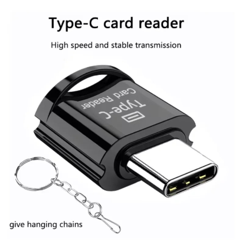 USB 3.0 Type-C OTG Micro SD & TF Card Reader Adapter Memory Card Reader QXL black