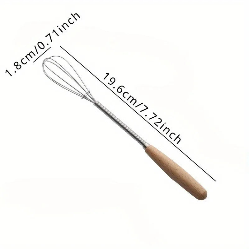 3-Pack Mini Wire Whisk Set | Stainless Steel & Wood Handle Kitchen Whisk Set QXL