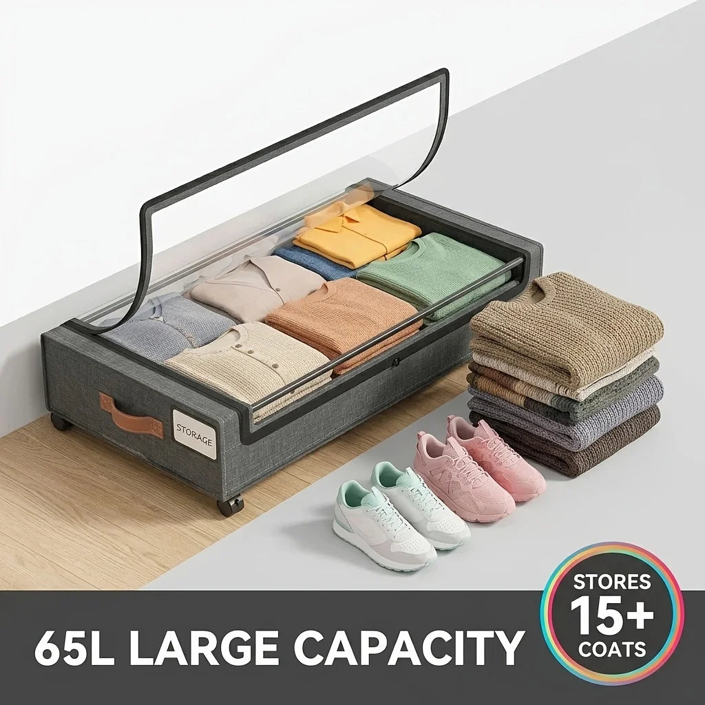 Under-Bed Storage Rack with Wheels | Dustproof Large Capacity Under-Bed Storage Rack QXL