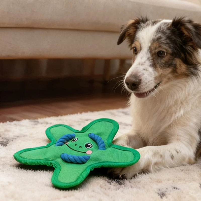 Interactive Squeaky Dog Fetch Flying Disc | Soft Fleece Pet Toy Dog Fetch Toy QXL