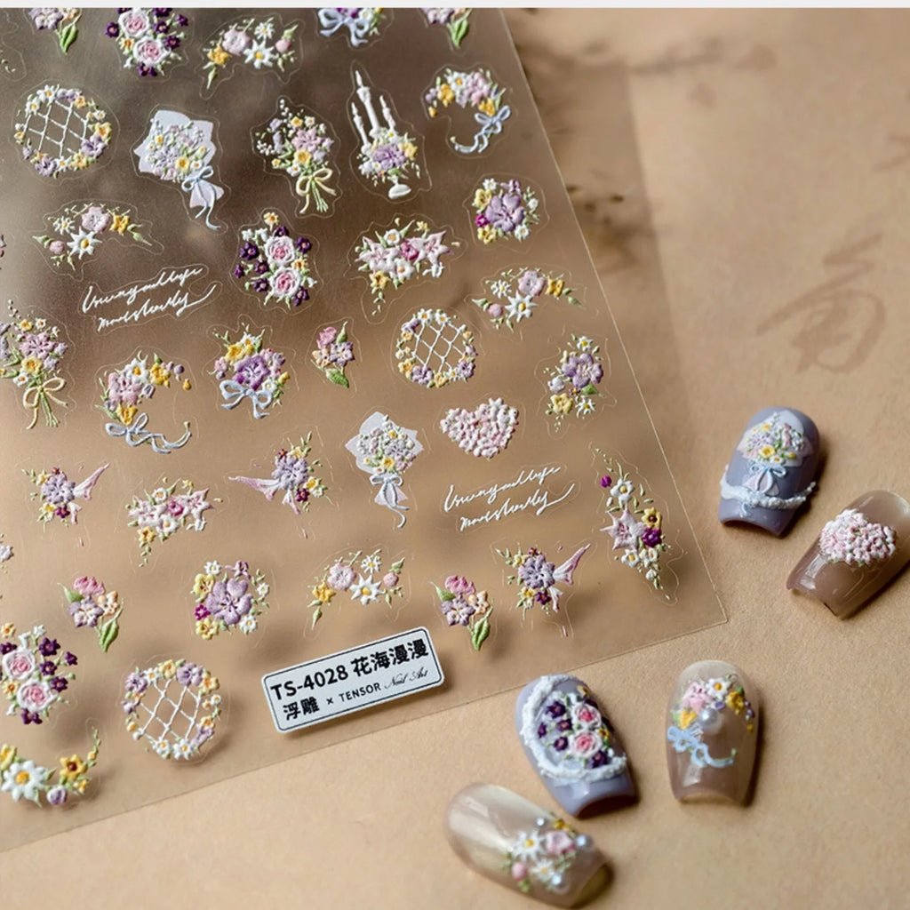 5D Floral & Butterfly Self-Adhesive Nail Art Stickers | NAILFYOU Nail Art Stickers QXL