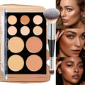10-Colour Concealer & Contour Palette Set with Brush Concealer Palette Set QXL 2pcs-B