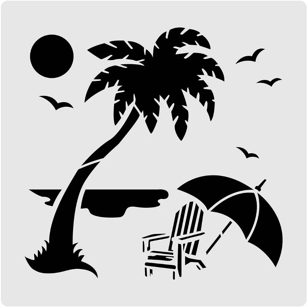 12x12" Beach & Nature Painting Stencils | 22 Reusable PET Craft Painting Stencils QXL