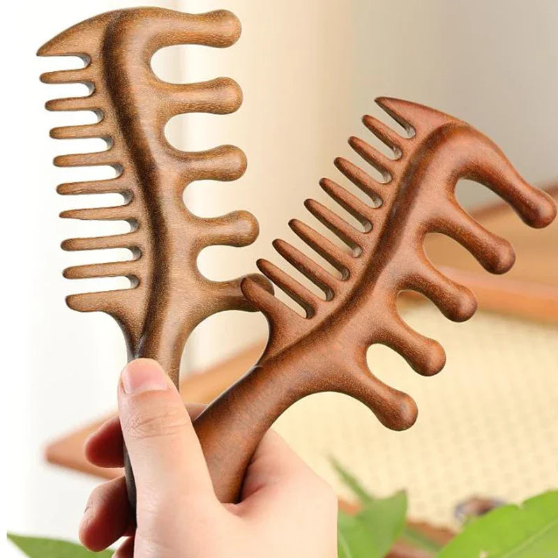 Sandalwood Double-Sided Scalp Massage & Detangling Comb Scalp Massage Comb QXL