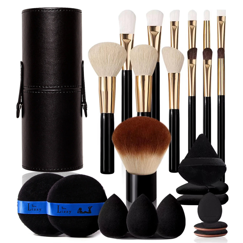KOSSHOW 25-Pc Makeup Brush Set with Sponges & Storage Bucket Makeup Brush Set QXL