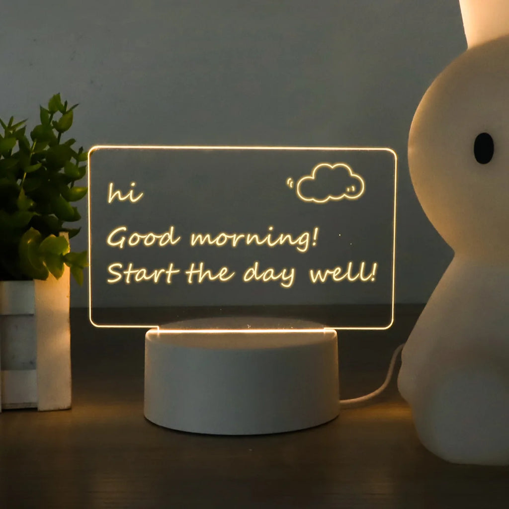 LED Message Board Night Light | USB Rechargeable Rewritable Lamp LED Night Light QXL