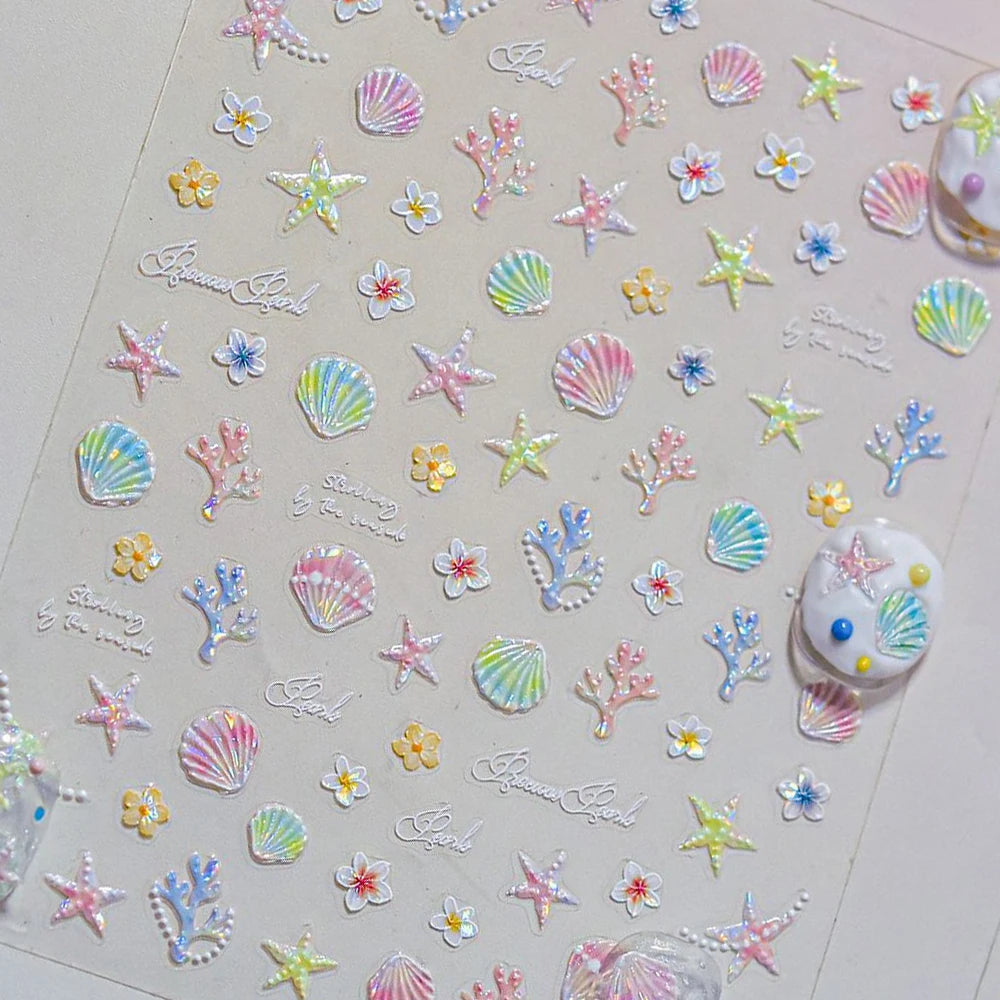 5D Spring Nail Stickers | Bear Butterfly Flower Cute Decals