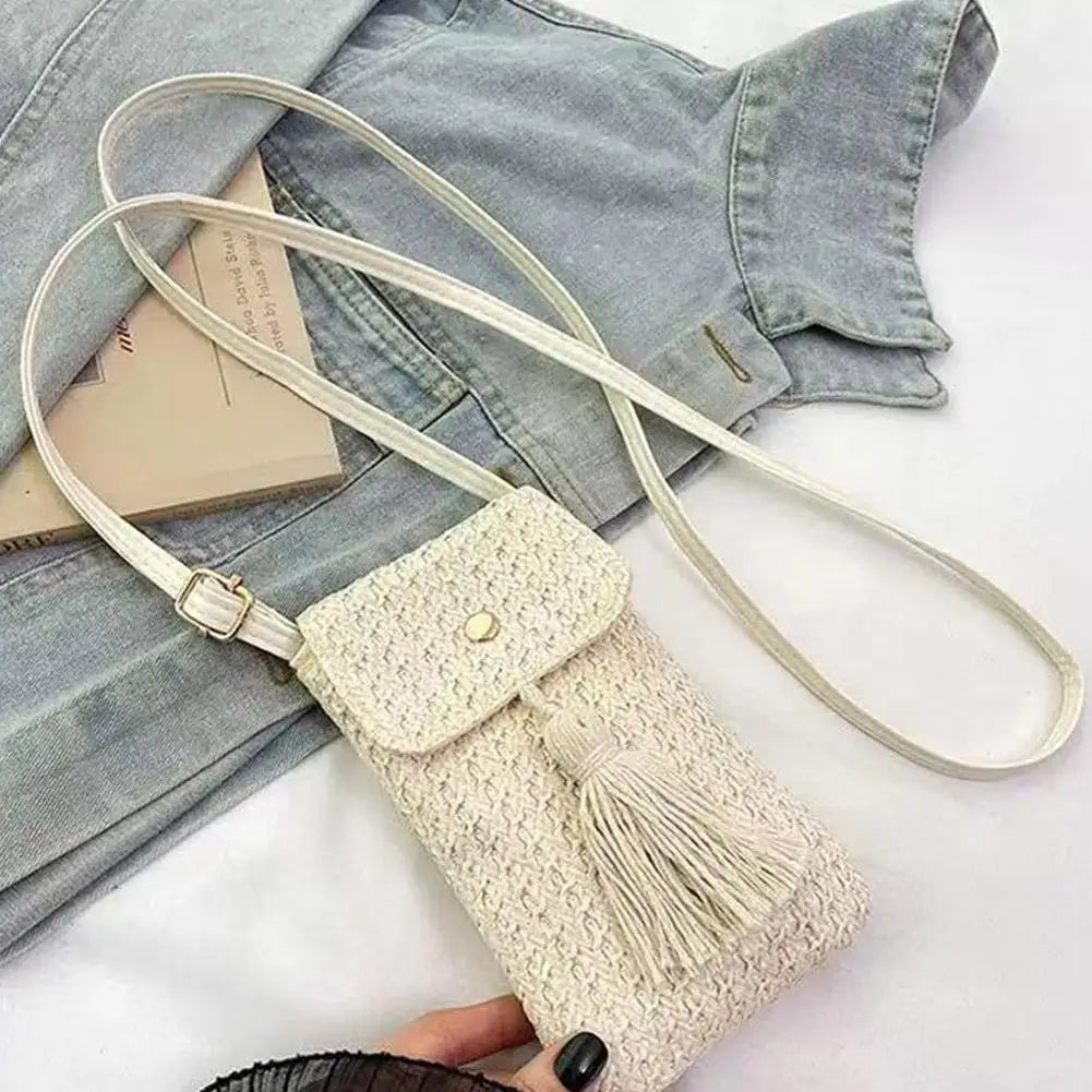 Bohemian Woven Mini Crossbody Bag | Beach Phone Purse Crossbody Bag QXL