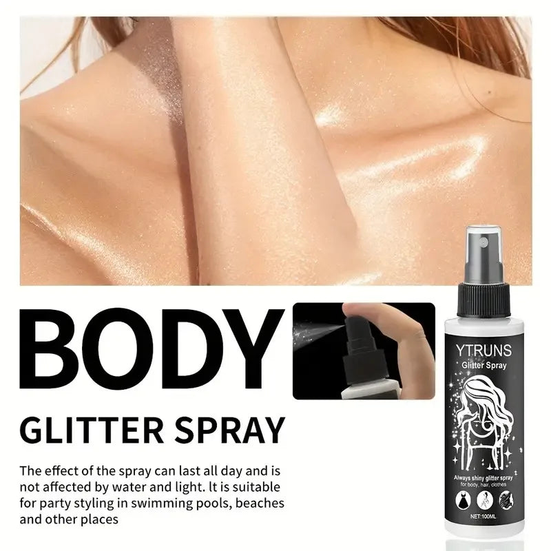 Quick-Dry Glitter Spray | Hair & Body Highlighter 100ml Body Glitter Spray QXL