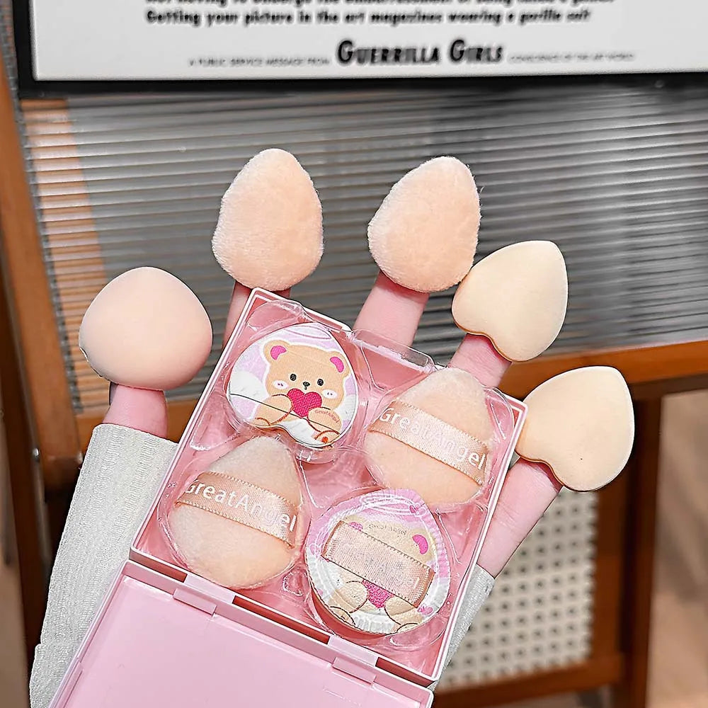 5-in-1 Thumb Powder Puff Set | Air Cushion & Flocked Puffs Makeup Powder Puff Set QXL