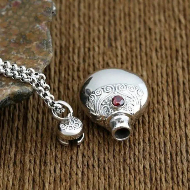 Mini Antique Silver Perfume Pendant Bottle | Openable Locket Perfume Pendant Locket QXL