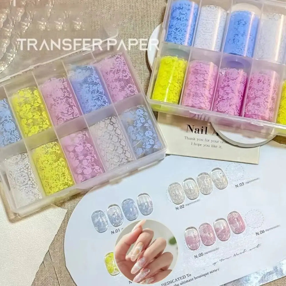 Lace Tulip Nail Foils – Black & White Sequin Nail Stickers Nail Art Foils QXL