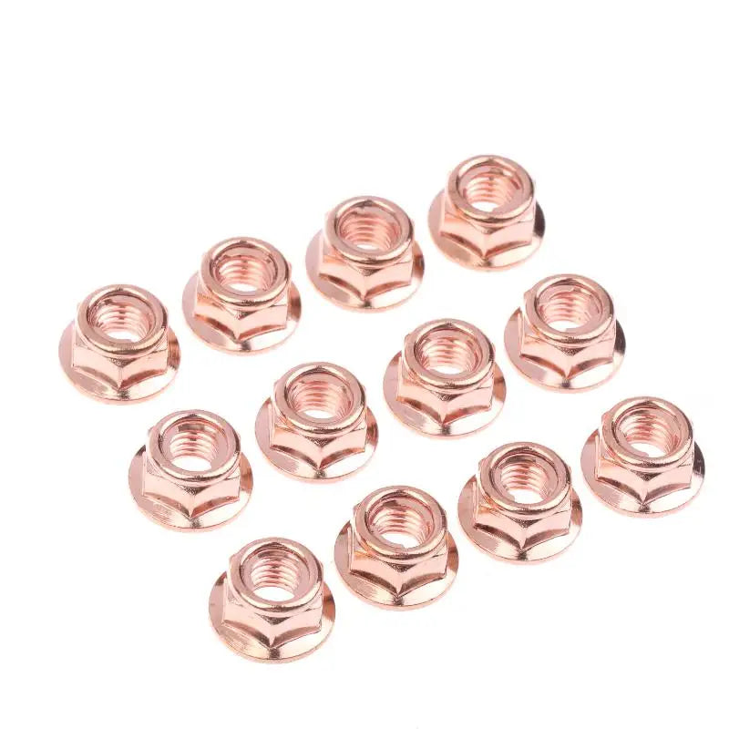M8 Copper-Plated Exhaust Lock Nuts | Hex Turbo Stud 12/50 Pack Exhaust Lock Nuts QXL 12pcs