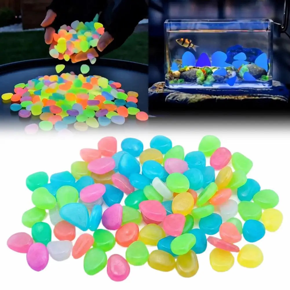 200-Pack Glow in the Dark Garden Pebbles | Luminous Stones Garden Decorative Pebbles QXL