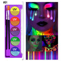 10-Color UV Neon Face & Body Paint Palette | Glow Kit Face & Body Paint QXL WG-UV Paint-01