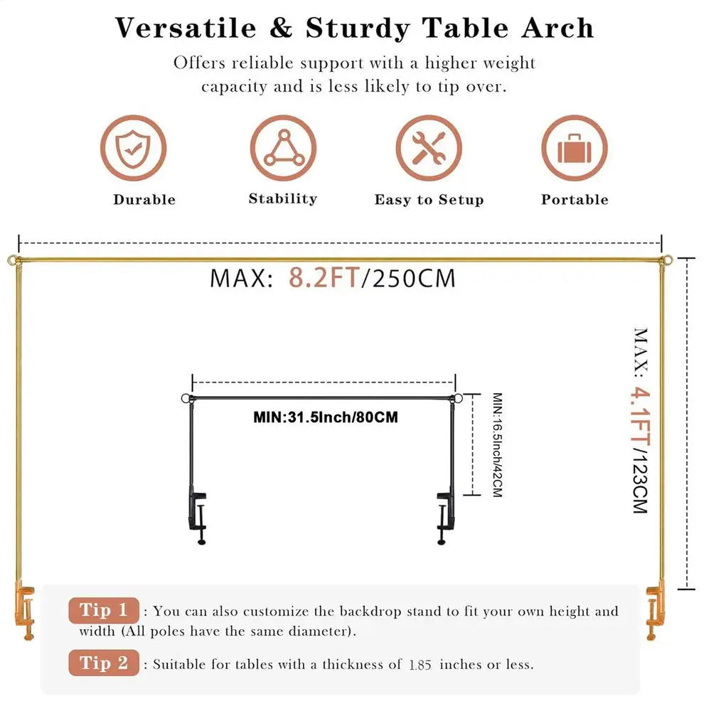 Adjustable Table Arch Stand with Clamps | Balloon & Event Rack Event Decoration Stand QXL M Yellow