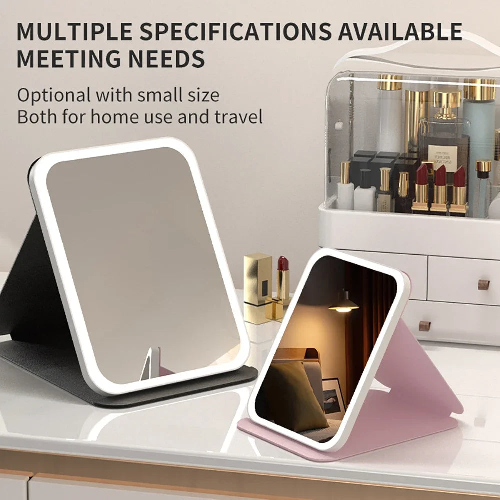 LED Dimmable Makeup Mirror | 3 Color Modes, USB Rechargeable LED Vanity Mirror QXL