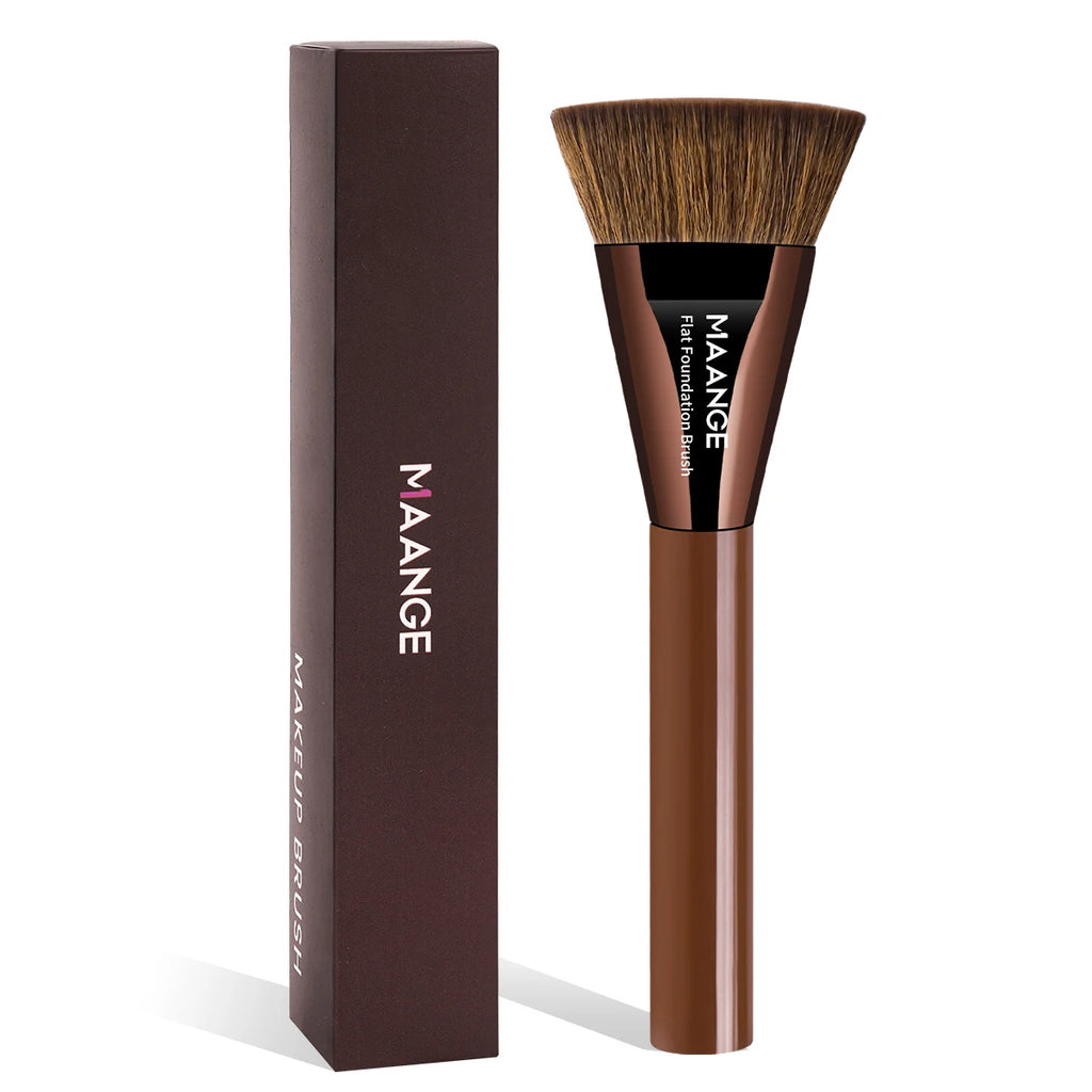 MAANGE Flat Top Foundation Brush | Dense Synthetic Hair Foundation Makeup Brush QXL Coffee Brown