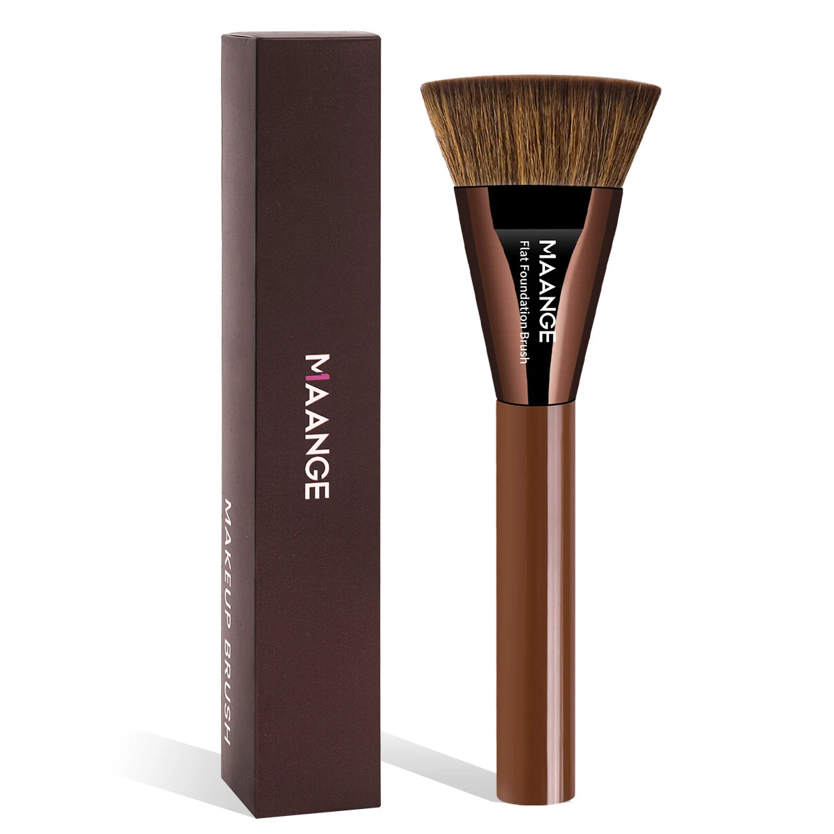 MAANGE Flat Top Foundation Brush | Dense Synthetic Hair Foundation Makeup Brush QXL Coffee Brown