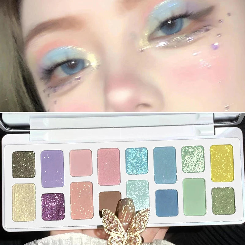 16-Color Matte Shimmer Eyeshadow Palette | Nude & Glitter Eyeshadow Palette QXL