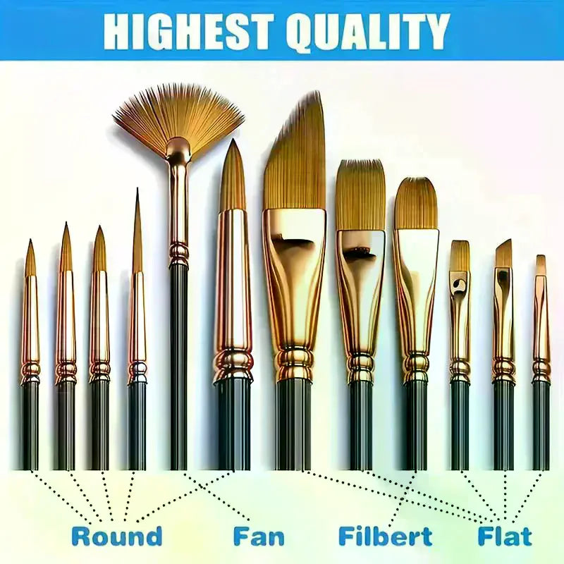 Professional Nylon Paint Brush Set – Art Kit for All Media Art Paint Brush Set QXL
