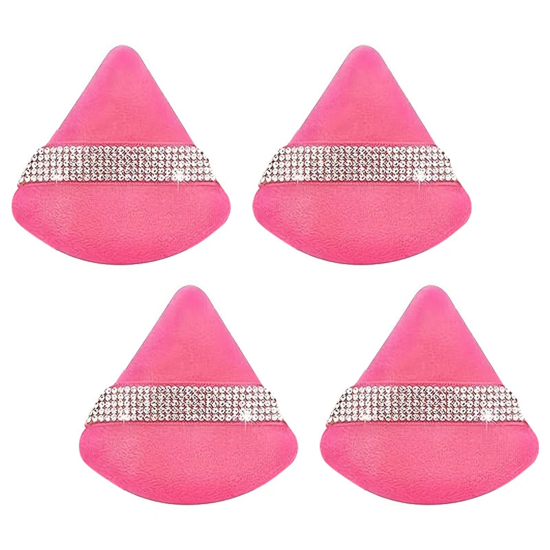3-Pack Triangle Powder Puff Sponge Set | Soft Velvet Makeup Makeup Sponge Puff QXL B Rose red