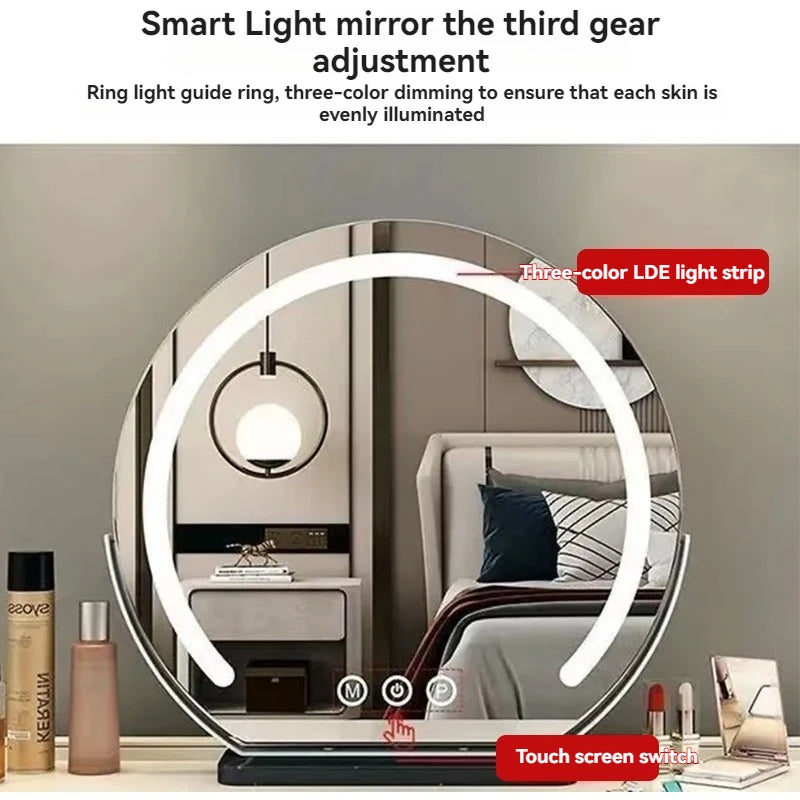 LED Half-Circle Lighted Makeup Mirror | Touch Control Vanity Lighted Vanity Mirror QXL