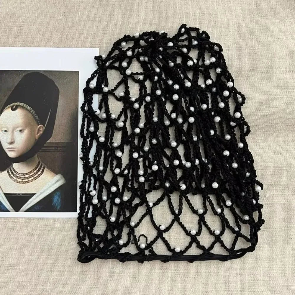 Pearl Beads Mesh Snood Hair Net | Crochet Hairnet for Women Snood Hair Net QXL