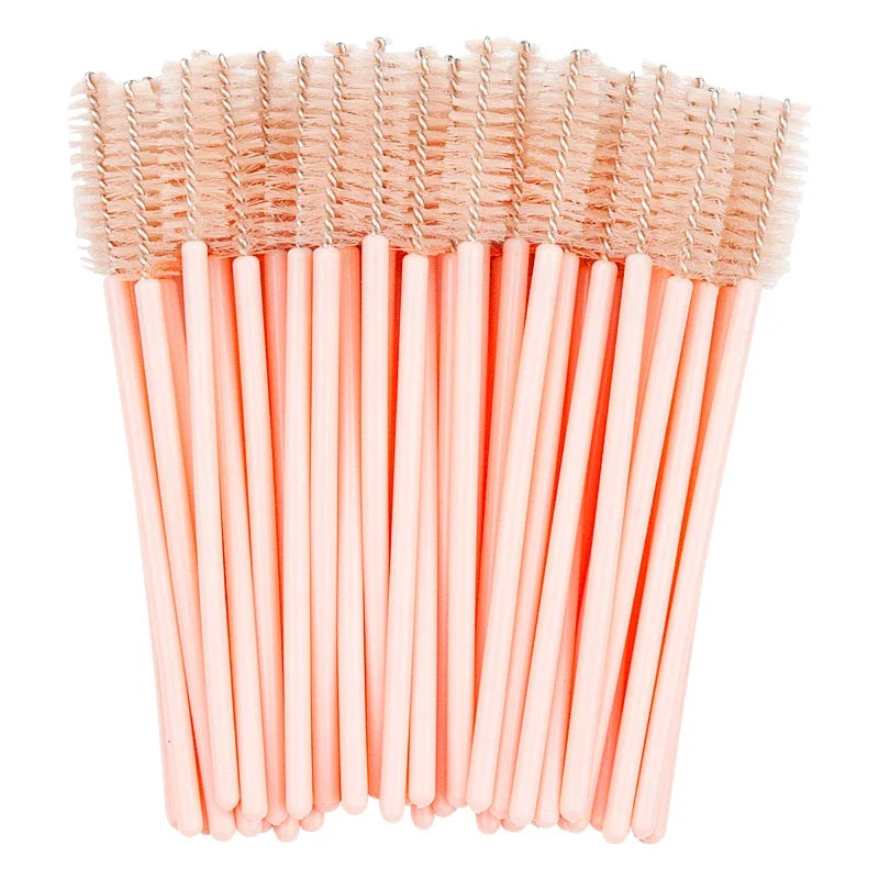 50-Pack Disposable Mascara Wands & Lash Extension Spoolie Brushes Mascara Wand Spoolie QXL light pink