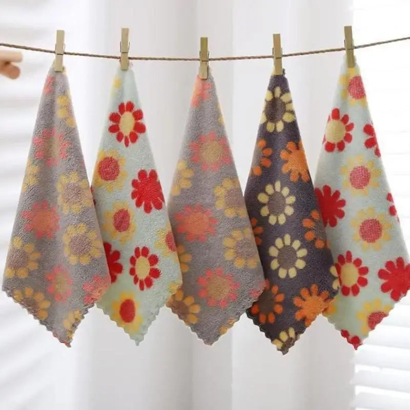 4-Pack Coral Fleece Kitchen Dishcloths | Soft Absorbent 30x30cm Kitchen Cleaning Cloths QXL Multicolor